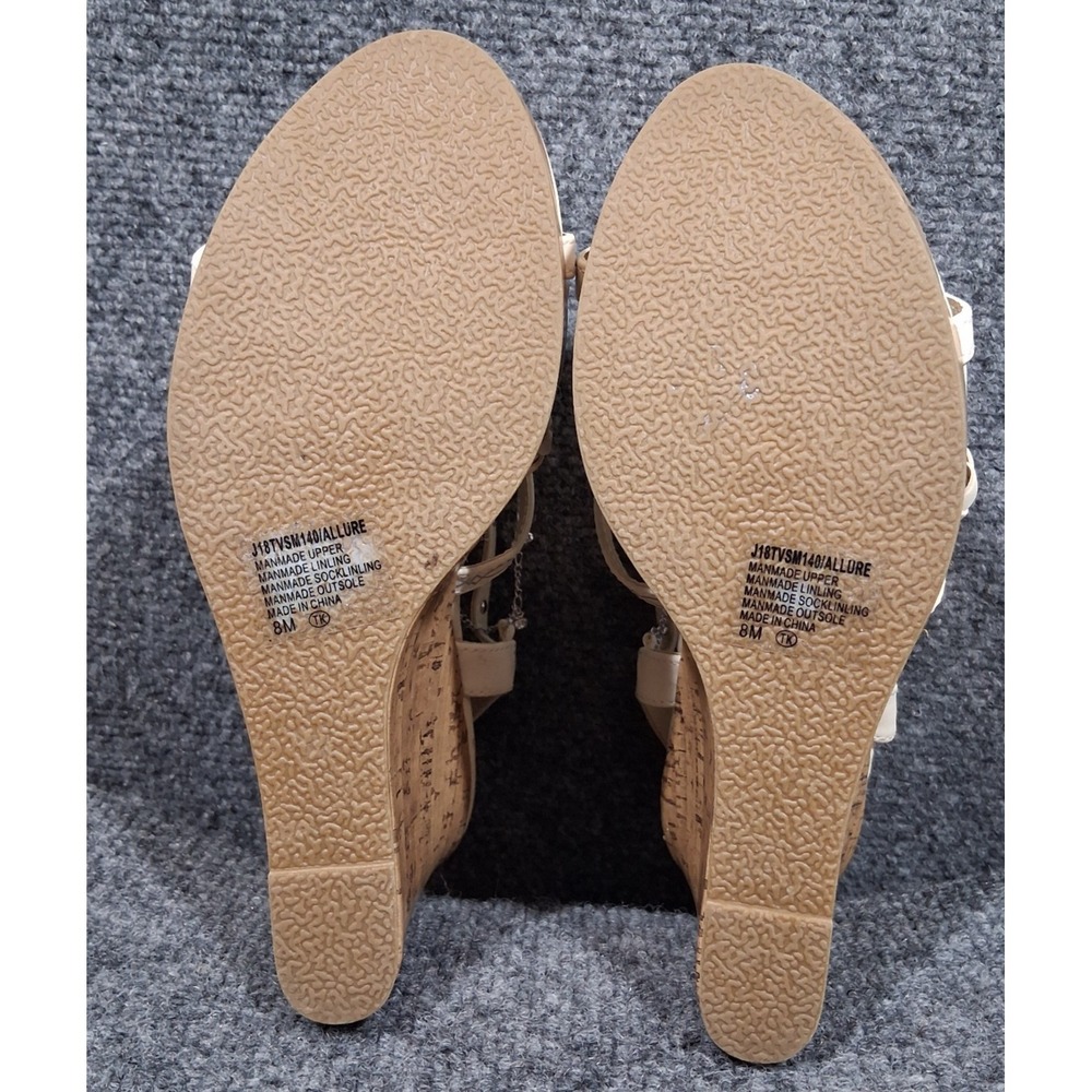 Jellypop Wedge Sandals Cream With Silver  Tone Chain Jewel Accents  Ankle Strap - Picture 12 of 13